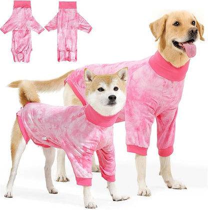 Lukovee Recovery Suit for Dogs - Soft Onesie Dog Surgery Suit for Female Male Dogs, Breathable Surgical Recovery Suit Prevent Licking Spay Recovery Suit Dog E-Collar & Cone Alternative(L,Pink)