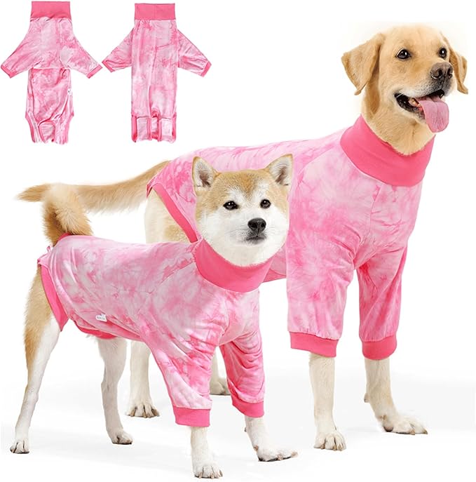 Lukovee Recovery Suit for Dogs - Soft Onesie Dog Surgery Suit for Female Male Dogs, Breathable Surgical Recovery Suit Prevent Licking Spay Recovery Suit Dog E-Collar & Cone Alternative(XS,Pink)