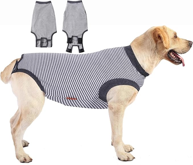 Dog Recovery Suit, Large Dog Surgical Neuter Suit, Surgery Recovery Shirts for Male Neuter, Puppy Spay Bodysuit Female, Anti Licking Breathable Sleeveless Onesie, Gray, L