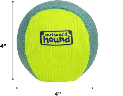 Outward Hound FlyFetch Squeak Ball Dog Toy, Extra‑Loud Squeaker, Durable Foam Core, Floats in Water, All Breeds, 4"
