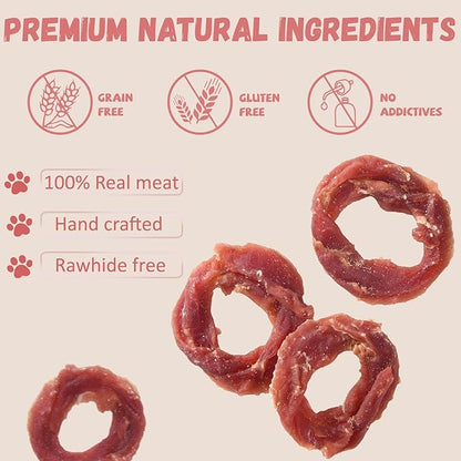 Pawmate Dog Treats Duck Jerky Rings, Natural Duck Brest w/Glucosamine Chondroitin, Healthy Training Treats Snacks for Small Medium Large Dogs, 10.6 oz