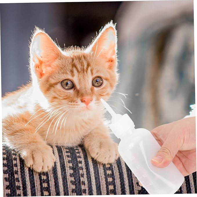 Levemolo 4pcs Dog Cat Feeding Bottles Small Milk Bottles for Newborn Pets Nipples