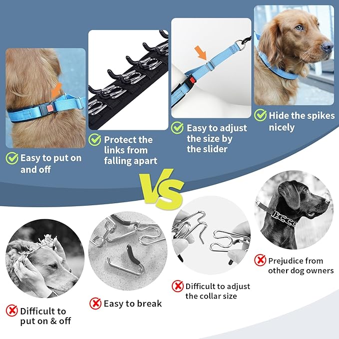 Mayerzon No Pull Dog Collar, Patented Martingale Collar for Small Medium Large Dogs with Buckle and Heavy Duty Nylon for Walking Training Hunting, Safe and Easy to Use(XL, Blue)