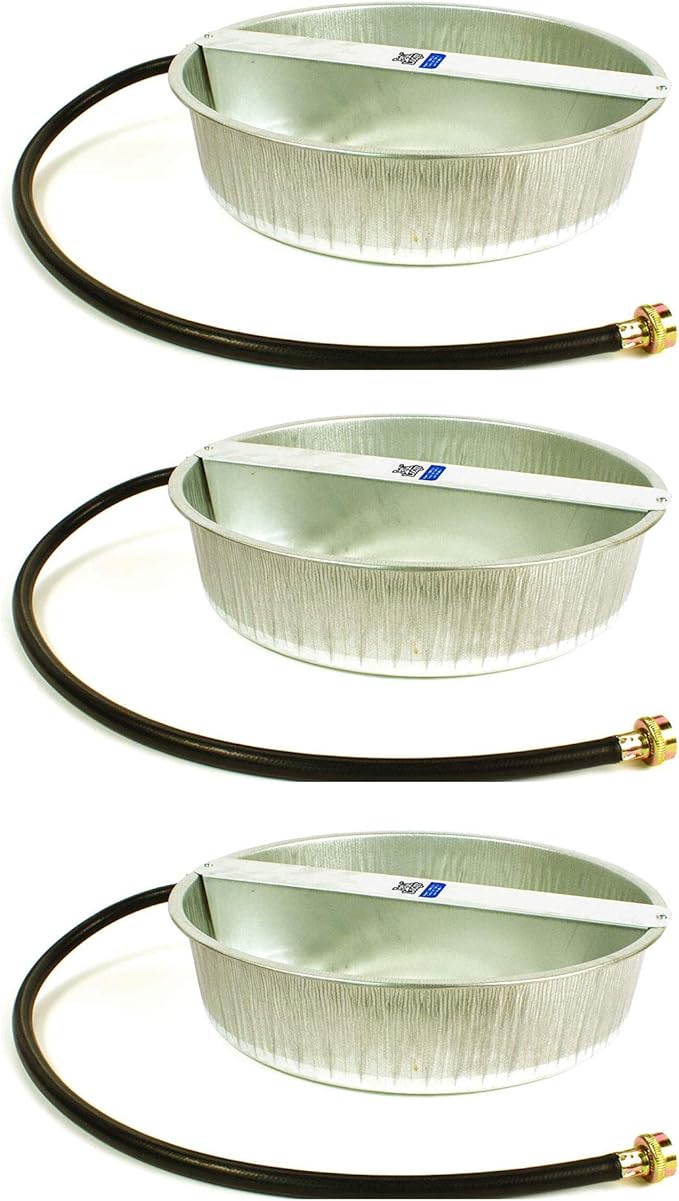 Little Giant PW13 13-Quart Capacity Rust Resistant Galvanized Steel Ever Full Pet Water Bowl Dish Attachable to Standard Hose (3 Pack)