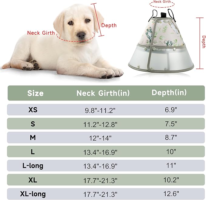 Soft Dog Cone Collar for Large Medium Small Dogs - Adjustable Pet Recovery E-Collar, Brown Large Long