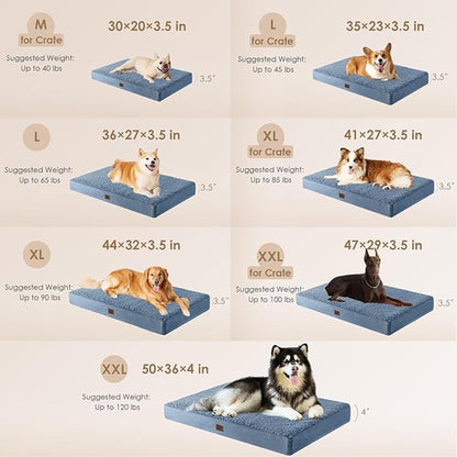 EHEYCIGA Orthopedic XL Dog Beds for Extra Large Dogs with Removable Washable Cover for Crate,Spa Blue,41x27