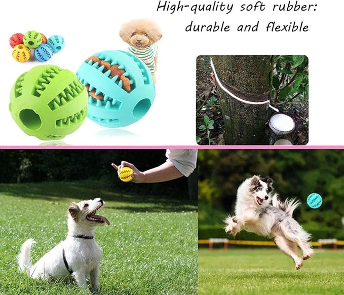 Sunglow 2 Pack Dog Toy, Nontoxic Bite Resistant Teething Balls for Small/Medium/Large Dogs and Puppies, Pet Food Treat Feeder, Chew Tooth Cleaning, Exercise Game IQ Training