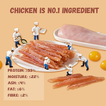 Pawmate Chicken Jerky Strips Dog Treats, Natural Dehydrated Chicken Snacks w/Taurine, Soft & Chewy Training Treats for Small Medium Large Dogs, Rawhide-Free, Grain-Free, 10.6 oz