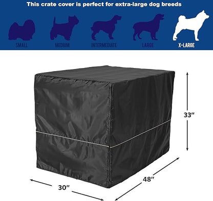 MidWest Homes for Pets XL Dog Crate Cover, Black Polyester Privacy Kennel Cover Fits Most 48-inch Crates, Machine Washable, Reduces Barking & Chewing