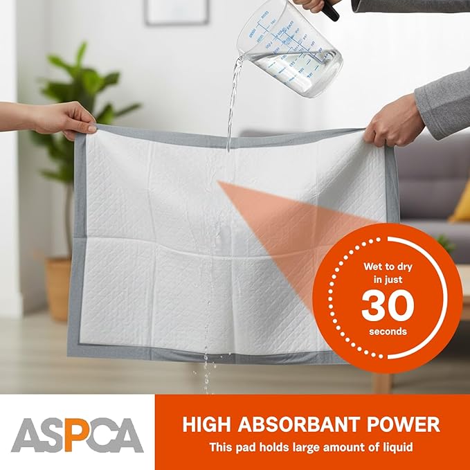 ASPCA - Scented Puppy Pads Extra Absorbent Dog Training Pads for Cats & Dogs Leak-Proof Layers Odor Control & Quick-Dry Non-Slip & Tear-Resistant Travel Friendly Pack of 50 Size 22" x22'