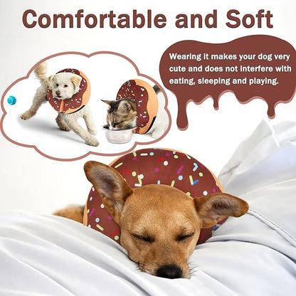 Recovery Donut Collar for Dogs & Cat,Inflatable Dog Cone Collar Alternative After Surgery,Soft Dog Cone for Large Medium Small Pet, Adjustable Pet Neck Donut(Brown,Medium+)