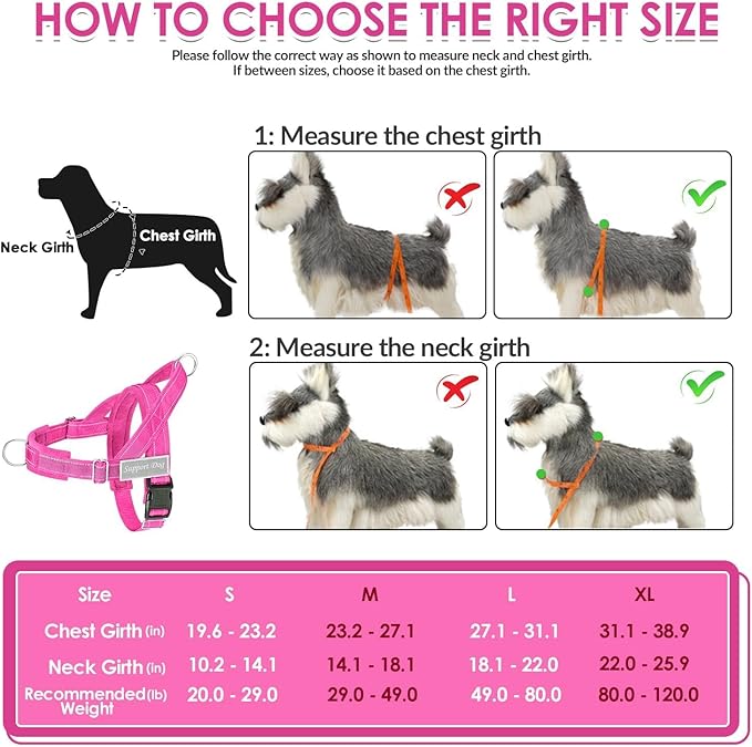 SlowTon No Pull Dog Harness - Heavy Duty Dog Harness and Leash Set for Medium Large Dogs, Reflective Tactical Harness with Soft Padded and Front Clip for Easy Walk and Training (FU, S)
