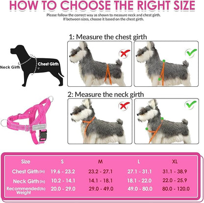 SlowTon No Pull Dog Harness - Heavy Duty Dog Harness and Leash Set for Medium Large Dogs, Reflective Tactical Harness with Soft Padded and Front Clip for Easy Walk and Training (FU, S)