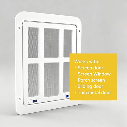 Enjoying Cat Door for Screen Doors, Passage Opening 8.3" x 10.3", Access Freely, Magnetic Swing Flap, Small Pet Door for Sliding Doors Window, Lockable, White