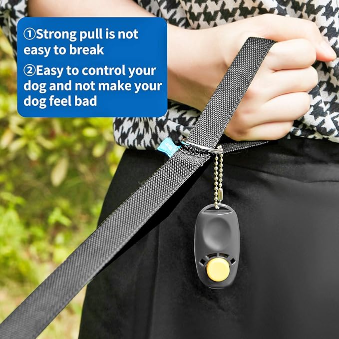 BAAPET 15/20/30/50/100 ft Long Dog Training Leash with Clickers for Small, Medium and Large Dogs or Cats (50 Feet, Black)