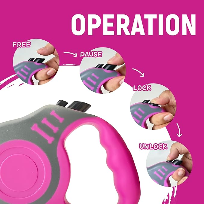Retractable Dog Leash Automatic Telescopic Tractor Dog Tape, Pet Tape 10/16 FT Durable and Convenient, with Folding Bowl, Dispenser, Rubbish Bags, Suitable for Small and Medium Dogs