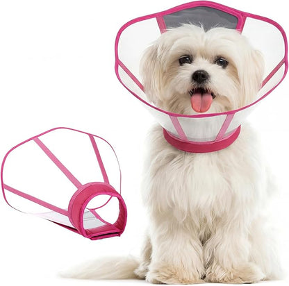 Allroaring Dog Cone, Adjustable Cones for Small Dogs, Soft Dog Cone Collar to Stop Licking, Comfy Pet Recovery Collars & Cones Alternative for After Surgery Wound Healing, Rosered S