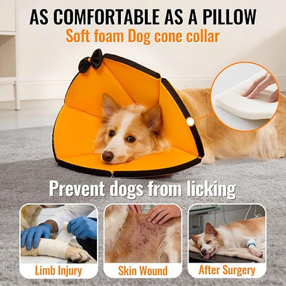 MAXFUT Soft Dog Cone Collar,Foam Cone for Dogs to Stop Licking After Surgery,Non Inflatable Dog Donut Cone (Orange, XL)