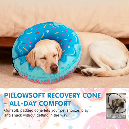 BEAUTYZOO Dog Cone Alternative After Surgery for Large Medium Small Dogs, Soft Inflatable Cone Collar for Dogs Cats, Pet Neck Donut E Collar Dog Recovery Collars to Stop Licking, Blue Donut, XL
