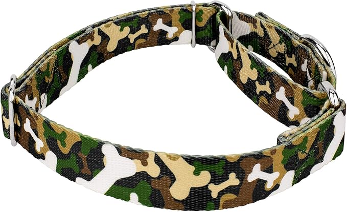 Country Brook Petz - Woodland Bone Camo Martingale Dog Collar and Leash - Camouflage Collection Featuring Rugged Designs (1 Inch, Large)