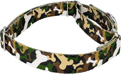 Country Brook Petz - Woodland Bone Camo Martingale Dog Collar and Leash - Camouflage Collection Featuring Rugged Designs (1 Inch, Large)