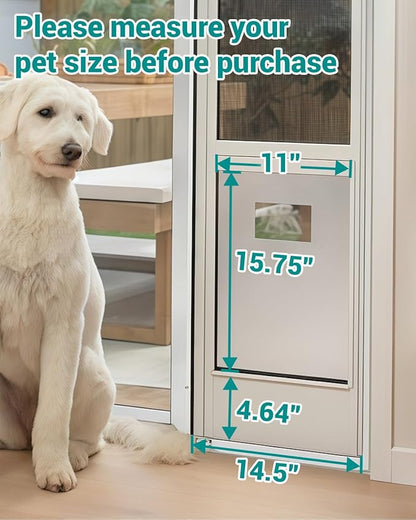 Dog Door for Sliding Door - Large Dog Door for Sliding Glass Door - Patio Sliding Door Dog Door Insert - Easy Installation, Security Lock, Weather Proof Panel