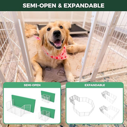 FXW Homeplus Unleashed Indoor Dog Playpen - Stress-Free and Safe Play, Heavy Duty 45 Inch 12 Panels Dog Pen for Large Dogs, White│Patented