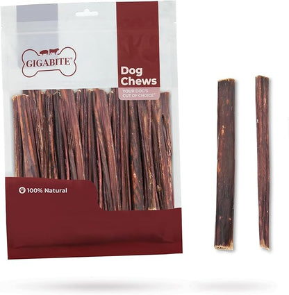 GigaBite Beef Esophagus Dog Treats - Natural Gullet Sticks for Dogs, High Protein Single Ingredient Dog Chews, Rawhide Free Dental Dog Treats for All Dog Breeds - Sticks (6 Inch), Pack of 35