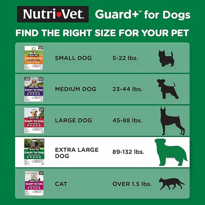 Nutri-Vet Guard+ for Dogs - Flea & Tick Prevention Treatment for Dogs 89-132 lbs. - Waterproof Topical- 90 Days of Protection - 3 Monthly Doses
