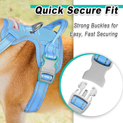 BARKBAY Dog Harness No Pull Mesh for Large Dogs - Adjustable, Reflective, Comfortable, No Choke, Heavy-Duty - Perfect for Outdoor Training, Walking, and Hiking-Strong & Durable- XL & Blue Mesh
