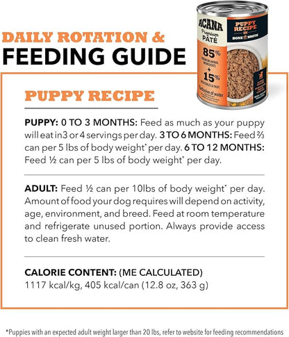 ACANA Premium Pate in Bone Broth Grain-free Wet Dog Food Puppy Recipe 12.8oz Cans (12 Count)