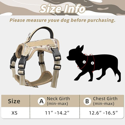 Tactical Dog Harness for Small Dog - Reflective Puppy Pet Vest No Pull Military Service Dog Vest with Vertical Handle XS Dog Harness for Outdoor Training