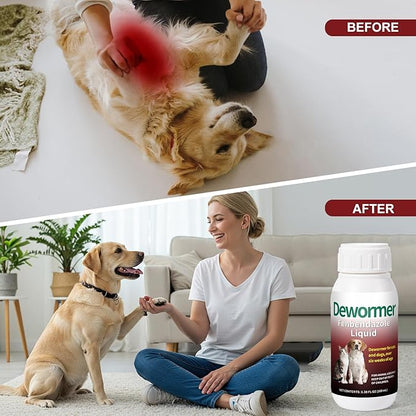 Liquid for Dogs & Cats – Fenbendazole for All Wormers, Tapeworms, Roundworms & Hookworms – Broad Spectrum, Safe for 6 Weeks and Older