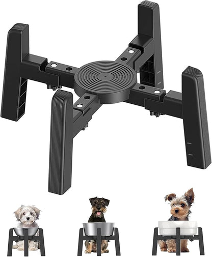 CZPET Dog Bowl Stand with Adjustable Width [Stand Only], Elevated Pet Water & Food Feeder for Medium Dogs, Stable and Anti-Slip Raised Bowl