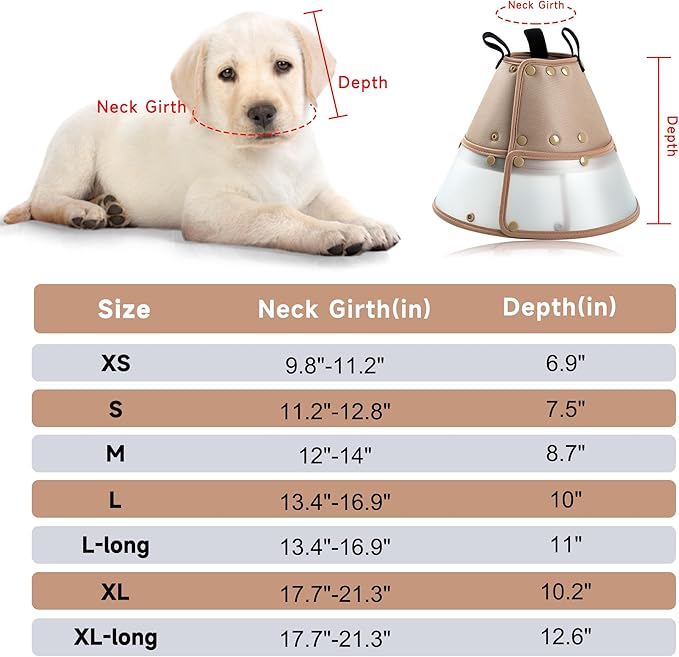 Soft Dog Cone Collar for Large Medium Small Dogs - Adjustable Pet Recovery E-Collar, Tan XLarge Long