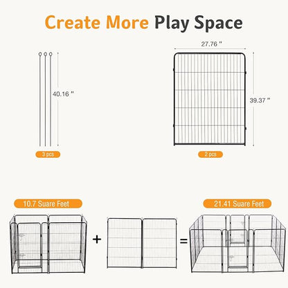 NEWBULIG Dog Playpen for Indoor 40 Inch 2 Panels - Portable Heavy Duty Metal Pet Exercise Pen, Foldable Small Medium Large Dog Puppy Playpen Fence for Outdoor RV, Camping, Yard, Garden