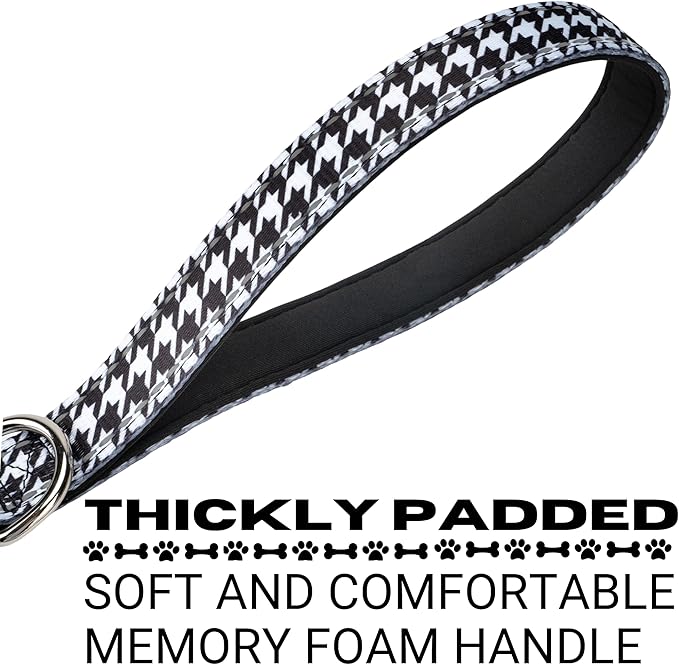 EcoBark Dog Leash - Soft & Reflective Comfort Leash with Padded Handle - Safe, Strong, & Durable for Small, Medium or Large Dogs (Houndstooth)