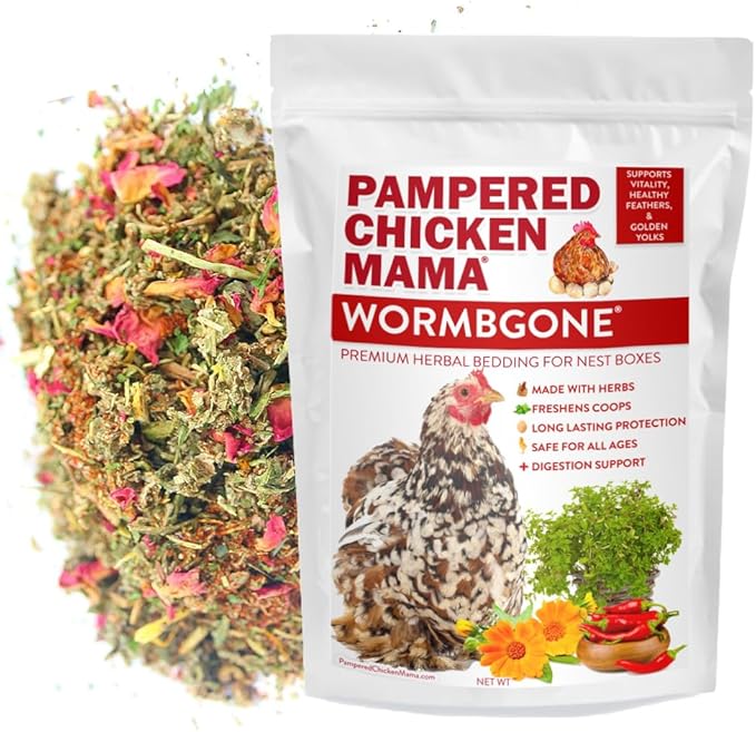WormBGone Premium Backyard Chicken Nesting Herbs with Chili, Wormwood, Calendula, Rose Petals, Basil, Rosemary (1 Pound)