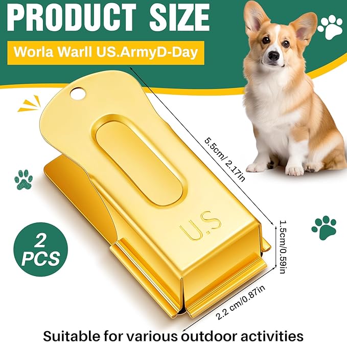 2 Pieces Brass Pet Training Clicker Signaling Cricket Clicker Metal Dog Clicker for Puppy Cats Trainer Pet Owners(Gold)