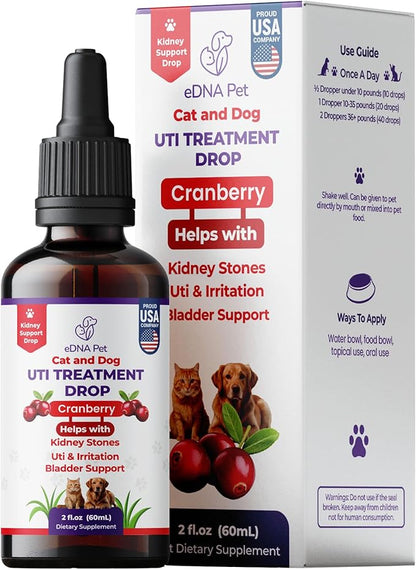 eDNA PET - Cat & Dog Urinary Tract Infection Treatment – Herbal Bladder & Kidney Wellness Formula – Helps to Maintain Normal Urination and Hydration – Made in USA
