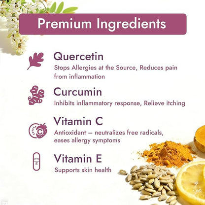 Pet Quercetin Curcumin Allergy Relief Drops, for Dogs & Cats Seasonal/Environmental Allergies & Pollen/Grass Allergies: Itchy Skin, Red Ears, Swollen Eyes, Cough & Sneezing, Scratching & Licking Paws