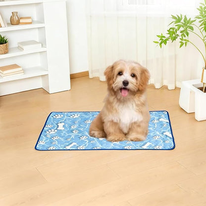 Puppy Pads with Pheromones, Training Pads for Dogs with 3 Random Color Bell Balls, Washable Pee Pads for Dogs, Reusable Puppy Pads with Pheromones, 40 x 30 cm Blue Pet Mat