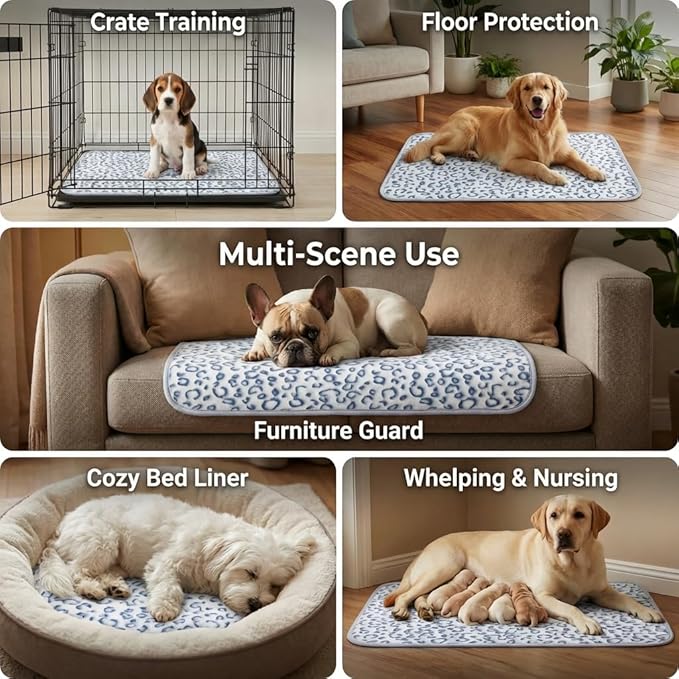 Qeils Reusable Puppy Pads, 2 Pack Washable Pee Pads for Dogs, Waterproof Non Slip Wee Wee pad, Absorbent and Leakproof Training Mats for Potty, Crate, Playpen, Bed, Sofa, 18"x 24"