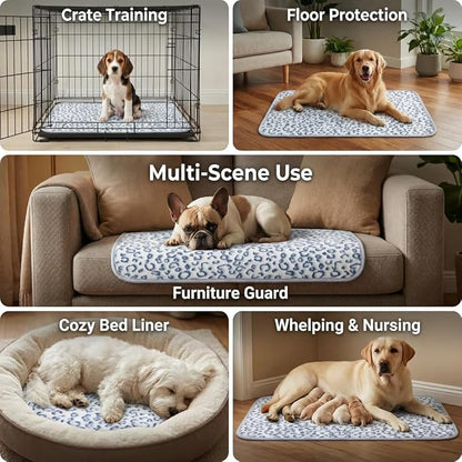 Qeils Reusable Puppy Pads, 2 Pack Washable Pee Pads for Dogs, Waterproof Non Slip Wee Wee pad, Absorbent and Leakproof Training Mats for Potty, Crate, Playpen, Bed, Sofa, 16"x 30"