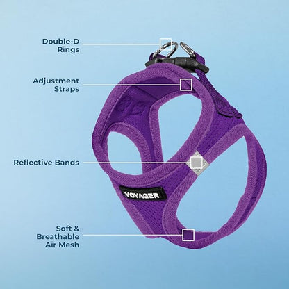 Best Pet Supplies Voyager Step-in Air Harness - All Weather Mesh, Reflective, No Pull Harness for Dogs, Cats - Secure with Hook & Loop Fastener, Buckle, Double D-Rings - Purple, XL