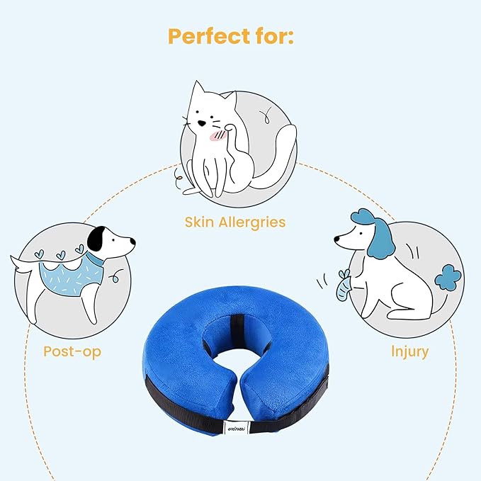 Inflatable Dog Cone for Small Dog Designed for Comfortable Post-Surgical Recovery Ultra-Soft Comfort Unblocked View No Disruption to Dog's Daily Life