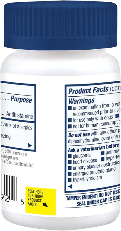 Pro-Sense Itch And Allergy Solutions, For Dogs, Antihistamine, 100 Count