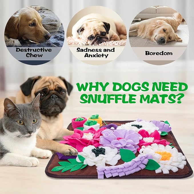 Snuffle Mat for Dogs,Dog Feeding Mat Sniff Mat Interactive Dog Puzzle Mat for Training and Stress Relief Encourages Natural Foraging Skills (Coffee)