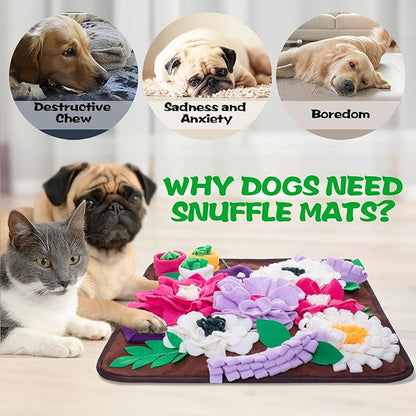 Snuffle Mat for Dogs,Dog Feeding Mat Sniff Mat Interactive Dog Puzzle Mat for Training and Stress Relief Encourages Natural Foraging Skills (Coffee)