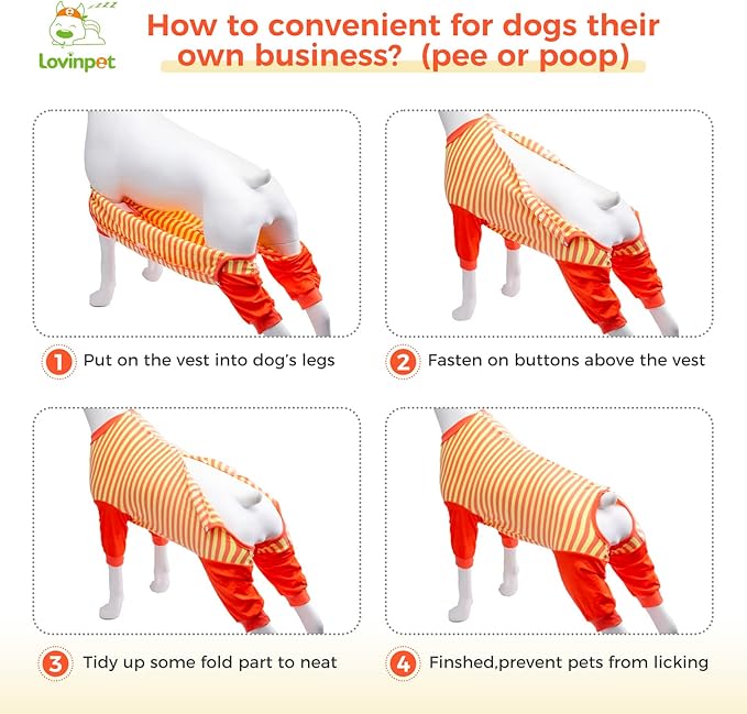 LovinPet Dog Recovery Suit - Medium Large - Full Coverage Large Dog's Bodysuit Wound Protective Surgical Recovery Bodysuit for Abdominal Wounds After Surgery Cut-Out Design of Abdomen,XXL